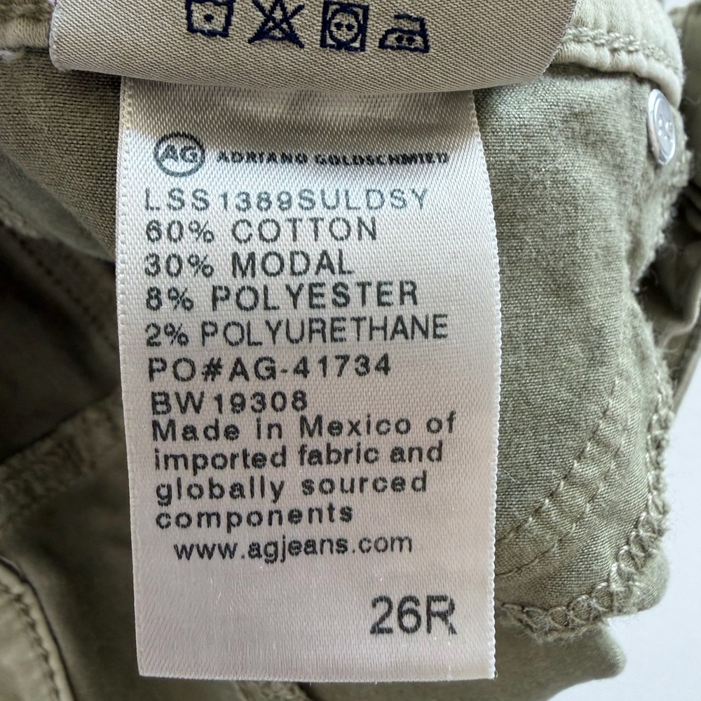 AG Adriano Goldschmied Olive Green Skinny Jeans Size 26 Stretch Mid Rise  Denim - Picture 12 of 16